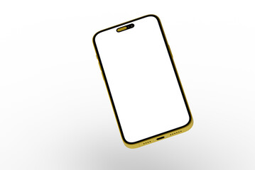 High-quality photo of a gold smartphone with a blank screen, perfect for app presentations or website mockups.