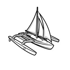 catamaran sailboat cruising floating calmly on the water under the sun perfect for illustrating nautical sports boat design or vacation travel.