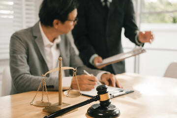 Legal advice concept: A lawyer or legal advisor is someone who listens and gives advice to business...