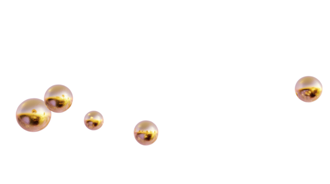 Golden Reflective Spheres on White Background