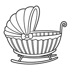 A black and white cradle illustration line art of a coloring page