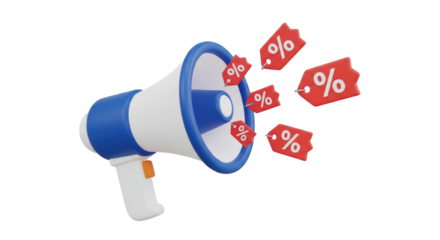 Isolated megaphone with percent signs