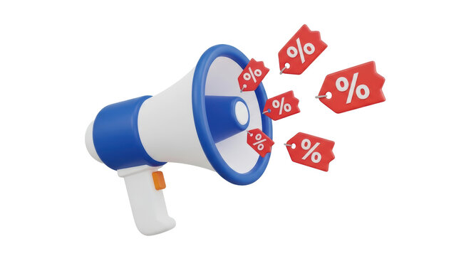 Isolated megaphone with percent signs