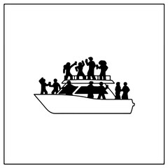 People partying on a yacht celebrating and drinking enjoying a cruise on the water a fun boating activity perfect for travel and lifestyle websites.