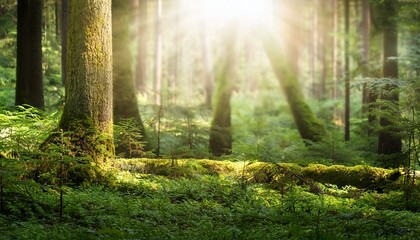 lush forest landscape background with aesthetic composition and soft focus