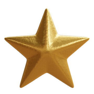 Golden star isolated on white transparent. Christmas tree decoration 