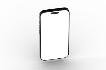 High-quality photo of a black smartphone with a blank screen, perfect for app presentations or website designs.