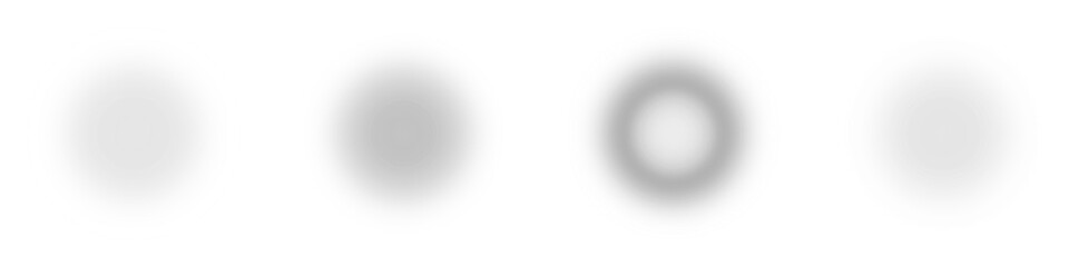 Four blurred circle icons in a row, with varied gray shading transparent background