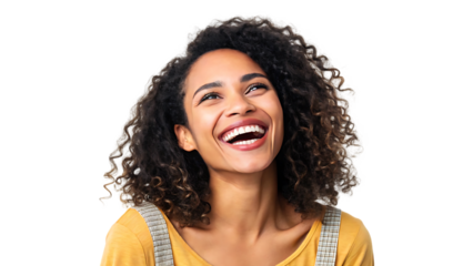 young uruguayan woman over isolated background laughing isolated on white background