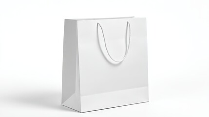 A 4K photo of blank white paper shopping bag.