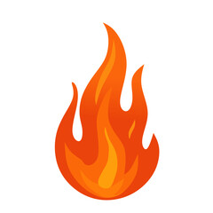 Bright orange fire flame with sharp pointed shape, burning hot design isolated