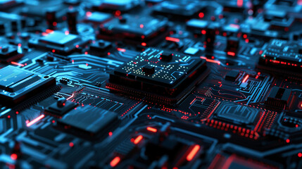 Digital Cyberspace with Particles and Data Network Connections. Animation of Detailed circuit board patterns