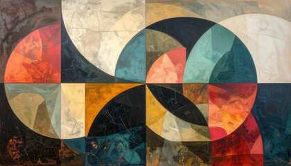 Abstract geometric art with vibrant colors and textures, perfect for modern design projects