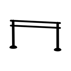 Black Silhouette of a Stanchion with Two Rails on a White Background