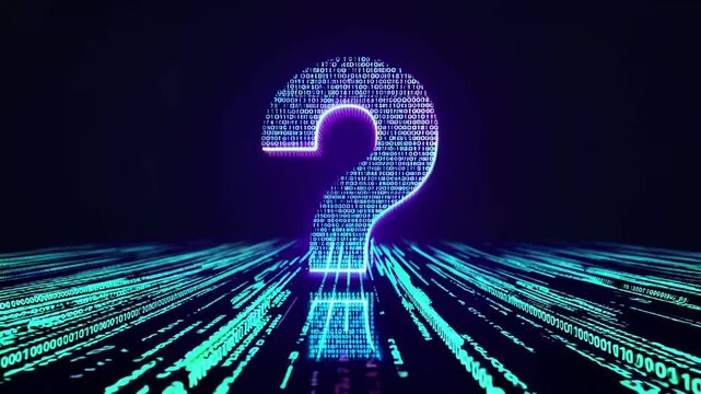 Abstract Binary Code Question Mark for Computing and FAQ Concept
