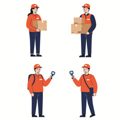 Delivery Service Workers Vector Illustration Set