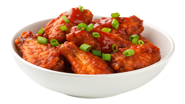 spicy chicken wings with red sauce isolated on transparent background isolated on white background