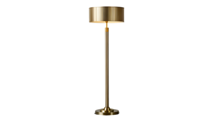 modern tall metal brass floor lamp isolated on transparent background isolated on white background