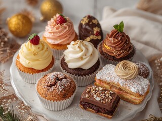 Assorted Pastries Collection. A Sweet Symphony of Textures and Colors, Delicate and Delicious.