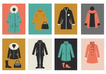 Collection of stylish winter coats and accessories for women