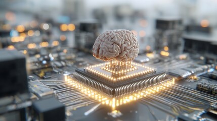 Artificial Intelligence Brain on Computer Circuitry for Technology Innovation