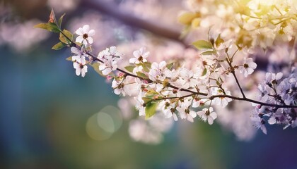 Obraz premium blossoming tree limb in springtime with selective focus and toned effect