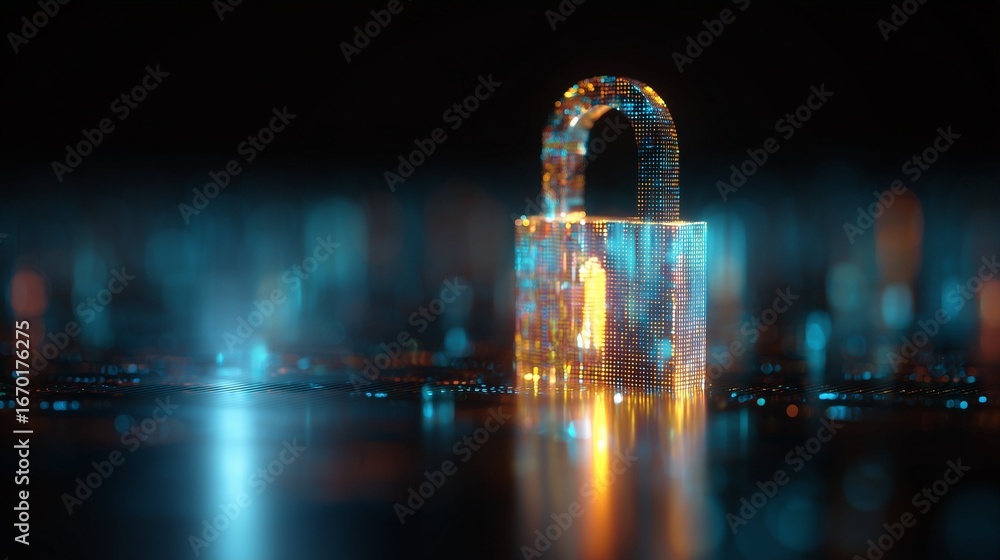 Poster cybersecurity protecting digital assets with advanced encryption