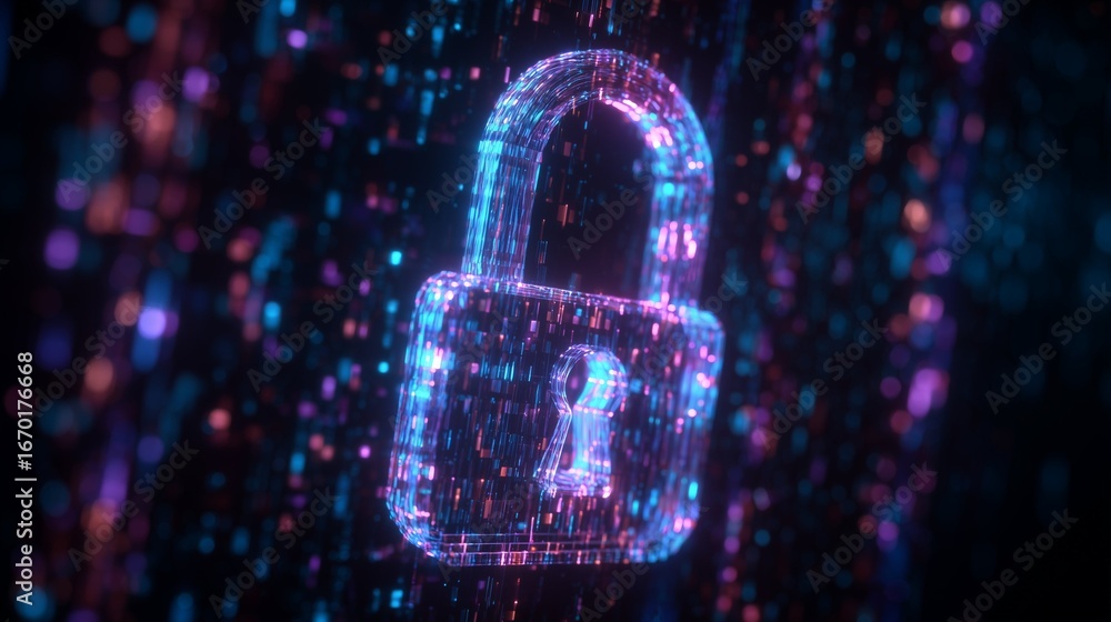 Poster digital security and data protection a futuristic representation of cybersecurity
