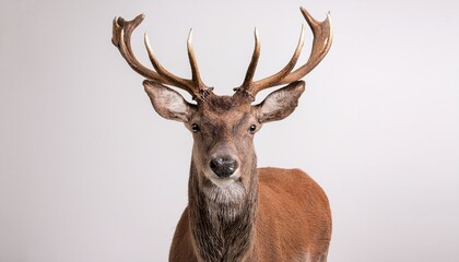 Fototapeta premium minimalist depiction of a stag with prominent antlers against a light background