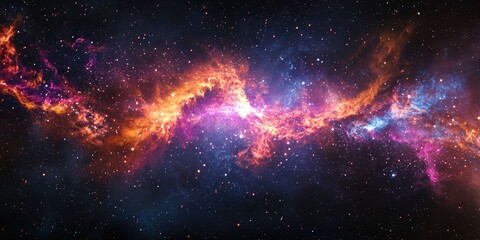 Fototapeta premium A galactic rift glowing with intense color and scattered cosmic light