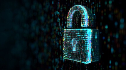 Illuminated Digital Padlock Symbolizing Robust Cybersecurity and Data Protection in a Networked World, Highlighting Secure Access and Information Privacy
