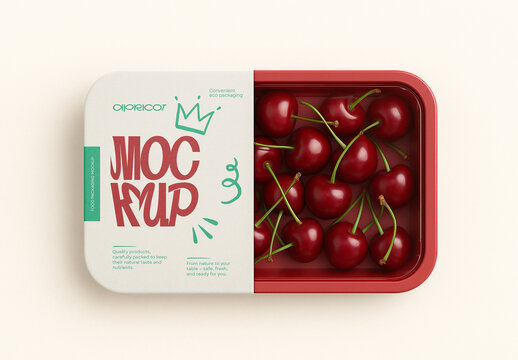 Template Cherry Packaging Mockup &ndash; Fresh Fruit Container Design