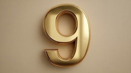 A 4K photo of gold number nine stands tall symbolizing success excellence simple yet elegant.
