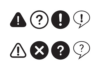 Question Mark, Exclamation Mark, Check and Cross Icon Set in Circles. vector illustration eps 10