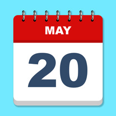 May calendar icon on a blue background
