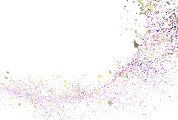 Naklejka premium Sparkling purple and gold glitter stars on white background. Perfect for festive designs.