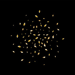 Confetti explosion. Golden serpentine ribbons frame design