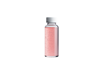 Pink Liquid in Vial: A close-up shot reveals a small glass vial containing a vibrant pink liquid, showcasing its color and transparency.