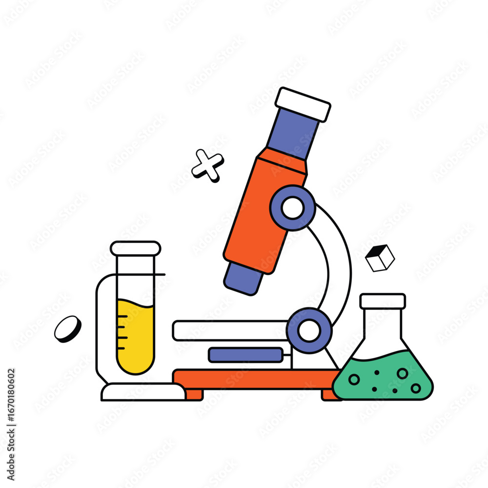 Poster microscope concept vector icon eps 10 file