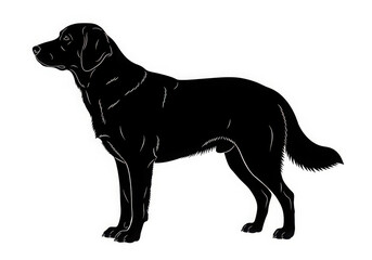 Fototapeta premium Black labrador retriever dog standing profile silhouette isolated on white
