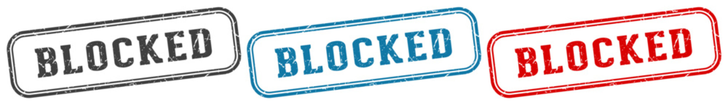 blocked stamp. blocked rectangular stamp set isolated on white background