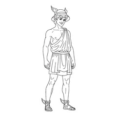 Minimalist Hermes Vector – Artistic Representation of Messenger God Icon – Hermes Drawing – Line Art Drawing of Hermes – Hermes Icon – Greek God Vector