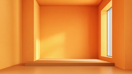 Fototapeta premium A 4K photo of orange empty studio room background for product display, presentation, or design mock-up in a minimal concept.