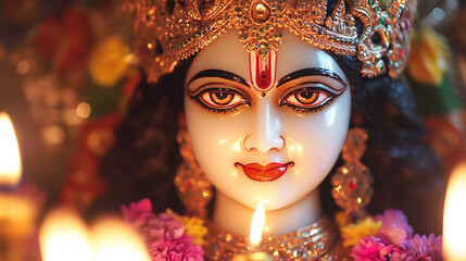 India festival, Bangladesh festival, Hindu festival, goddess Durga, Durga idol, pandal decoration, traditional dance, Garba dance, Dandiya Raas, cultural celebration, Hindu tradition.