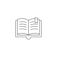 Open book with bookmark line art
