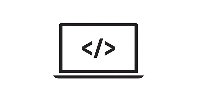programming code on laptop screen icon