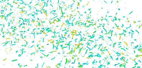 Festive background with teal, green, and yellow confetti. Perfect for party invitations, celebrations, and more.