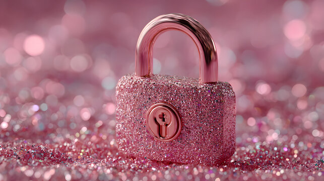 Pink padlock securing childhood dreams. Conceptual sot symbolizing protection,privacy, and security. Idel for childcare, parenting or emotional safety theme.