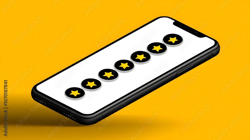 Poster smartphone with star rating displayed on the screen