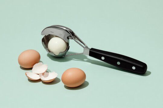 Egg cracker tool; shelled egg; whole eggs